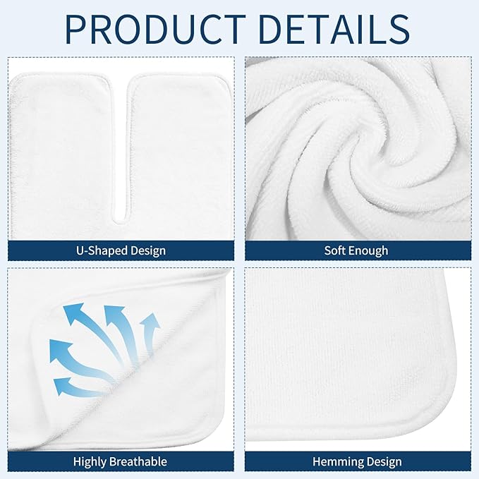 Jibrelxion 6 Pack Microfiber Facial Towels for Estheticians, U-Shaped Split Design Facials Mask, Wrap Soft Spa Cloth for Steam Massage, Barbers, Salons, Skin Care
