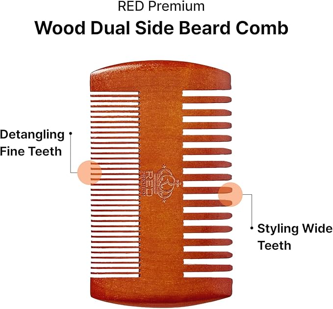Red by Kiss RED Premium Beard Grooming Kit, 2 Premium Wood Combs & Professional Shear Set for Men, Complete Facial Hair Styling, Maintenance Kit with Ergonomic Design, Easy to Carry