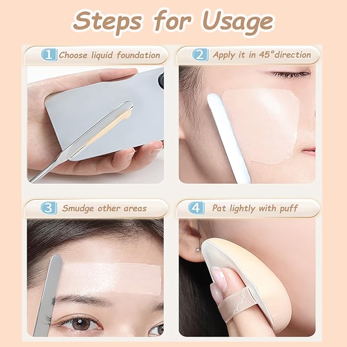 Banugo Korean Makeup Spatula, Picasso Makeup Spatula Korean, Foundation Spatula Korean, Professional Korean Spatula and Makeup Mixing Palette (Rectangle)