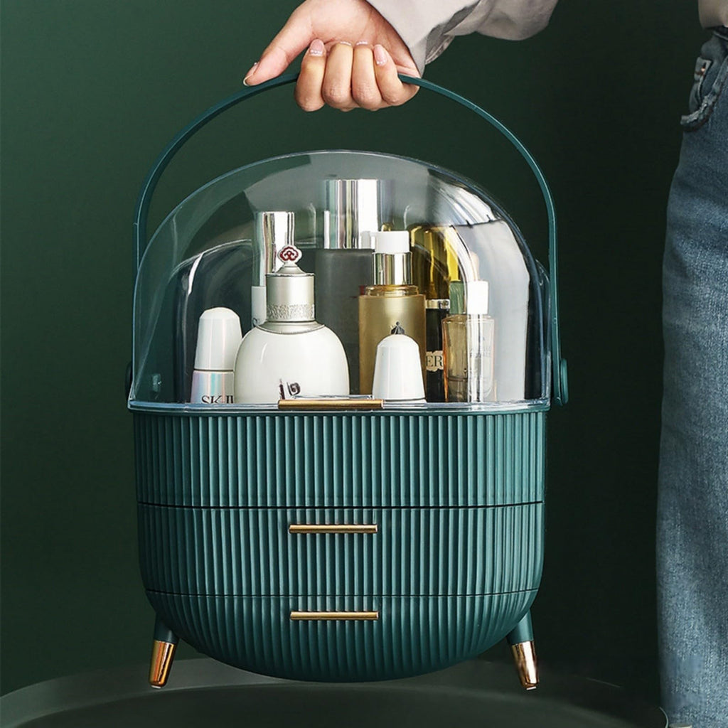 XAIODRAGONSKY Egg Makeup Organizer, Egg Shape(Oval) Makeup Storage Box Countertop Portable Vanity Cosmetics Organizer