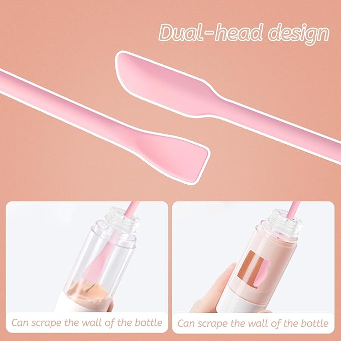LuckyOpt Makeup Mixing Palette Spatula Set, 2PCS Mini Acrylic Makeup Palette & 2PCS Silicone Skincare Spatula, Cream Foundation Palette for Mixing & Save Cosmetics (Blue,Circle+Butterfly)