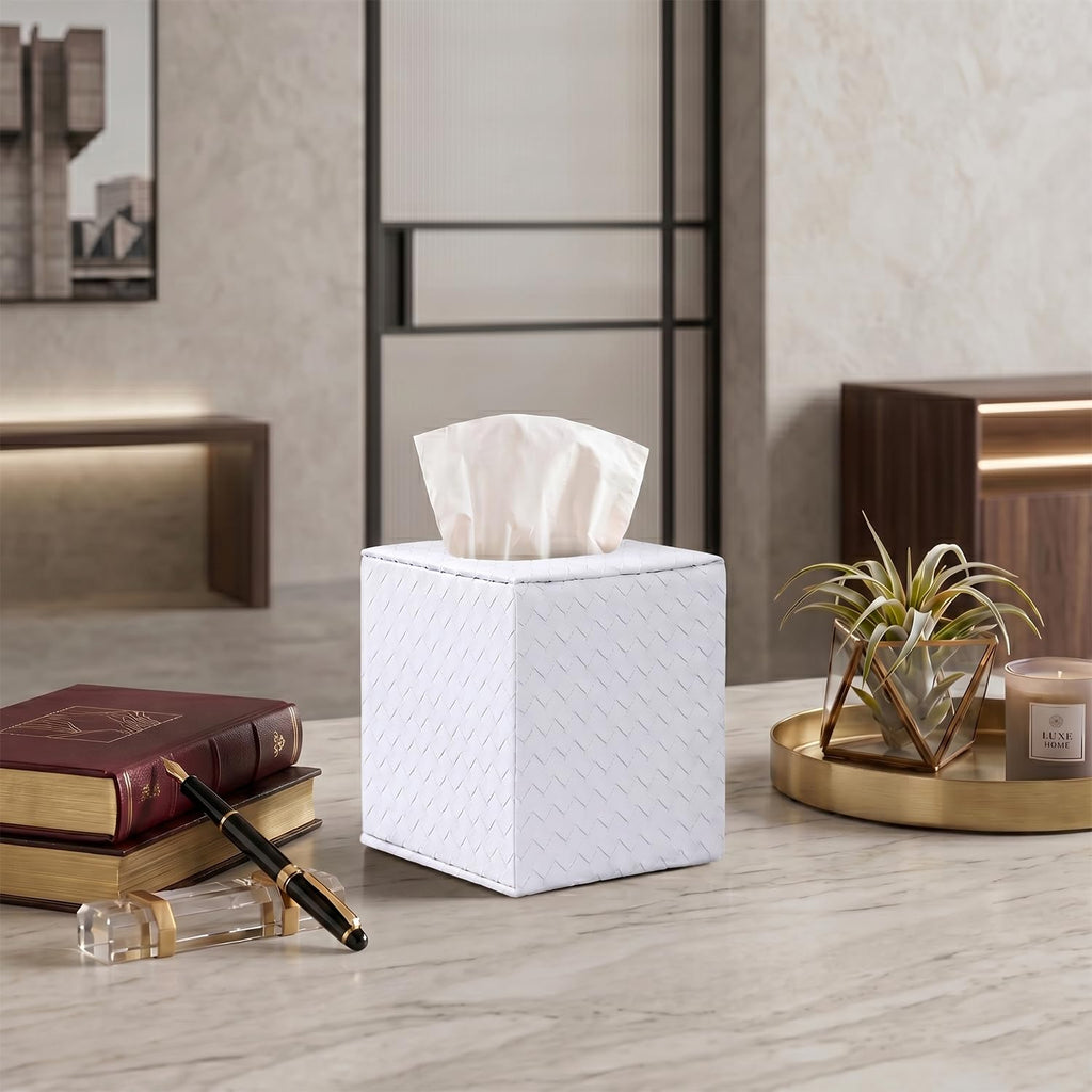 Tissue Box Cover Square,White Tissue Holder for Bathroom Accessories,Bathroom