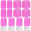 Self Grip Hair Rollers Curlers Set - 24 Pieces with 3 Sizes (4 Jumbo, 4 Large, 4 Medium) and 12 Clips for Volume on Long, Short, Thick, or Fine Hair