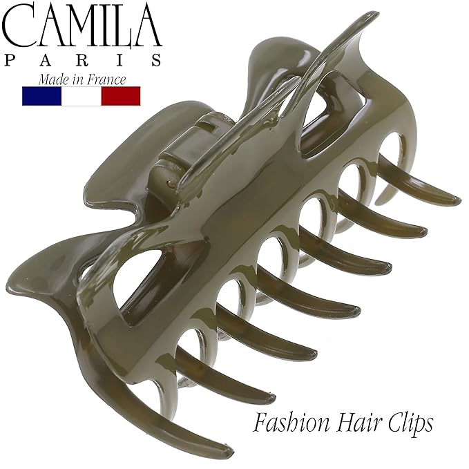 Camila Paris CP3507 French Hair Clip for Women, 3.5 inch Green for Thick Volume Hair, Girls Hair Claw Clips Jaw, Durable Styling Hair Accessories for Women, Strong Hold No Slip Grip, Made in France