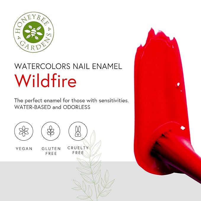 Honeybee Gardens Water-Based Nail Enamel, Wild Fire, Matte Bright Red With a Hint of Orange, Eco-Friendly, Odorless & Vibrant Polish, 0.5 fl oz
