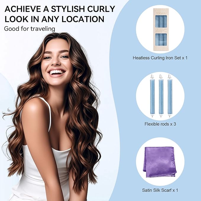 Togayu Heatless Curls Overnight Hair Care Set - Jumbo Velvet Hair Curlers