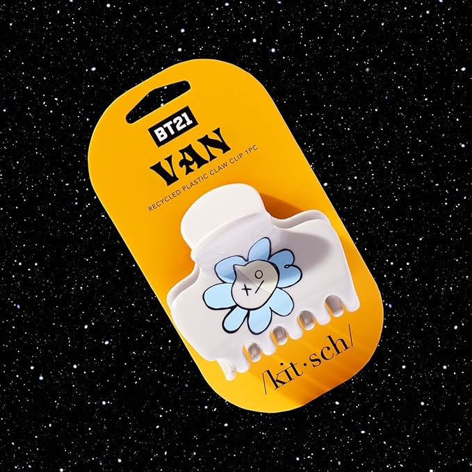 Kitsch BT21 Recycled Plastic Puffy Medium Hair Clips for Women, Medium Claw Clip for Thin & Thick Hair - VAN, 1pc