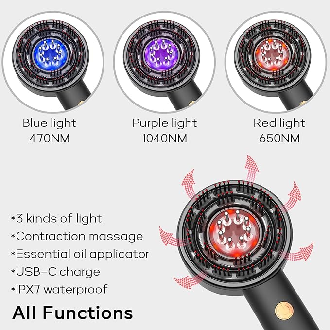 MACNJO 3-in-1 Hair Scalp Massager - Oil Applicator Scalp Care Brush, Portable for Men & Women, IPX6 Waterproof