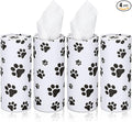 Geyoga 4 Pack Car Tissues Box with Facial Bulk Round Tube Car Tissue Travel Cylinder Holder Cup Holder for Home Bathroom Office (Paw Print)