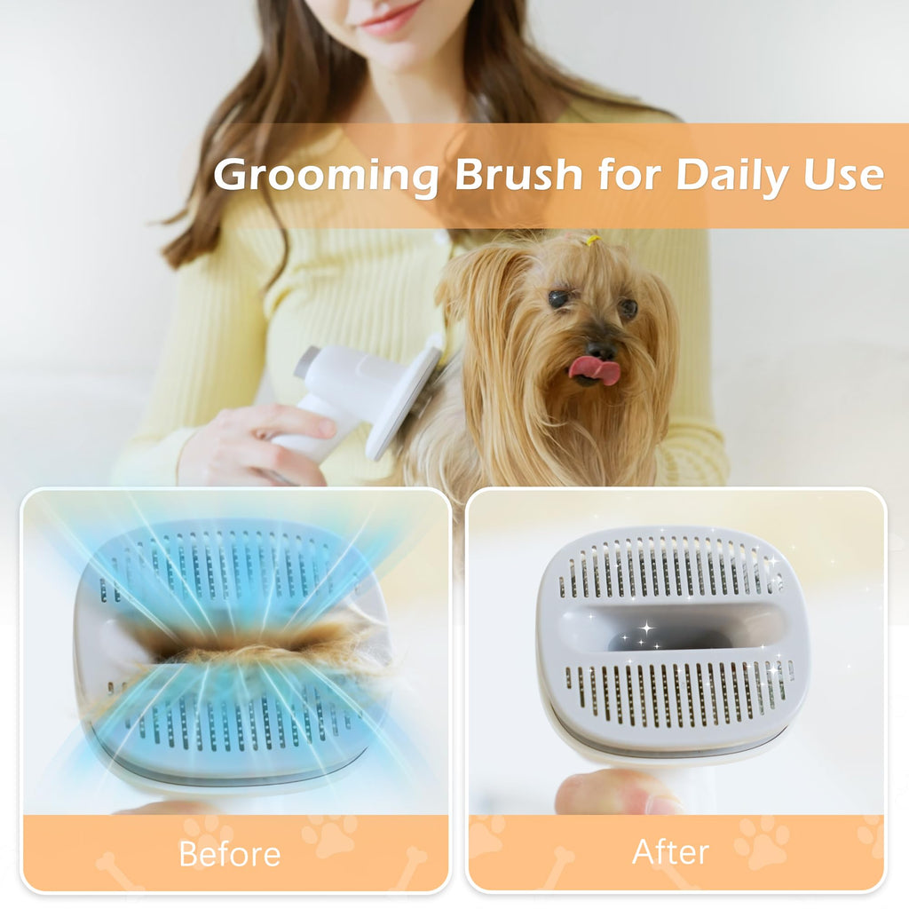 LMVVC Dog Grooming Vacuum, Pet Grooming Vacuum Kit 2.3L Suction 99% Pet Hair with 5 Tools for Dog Cat for Shedding Grooming, Low Noise (Grey & White)