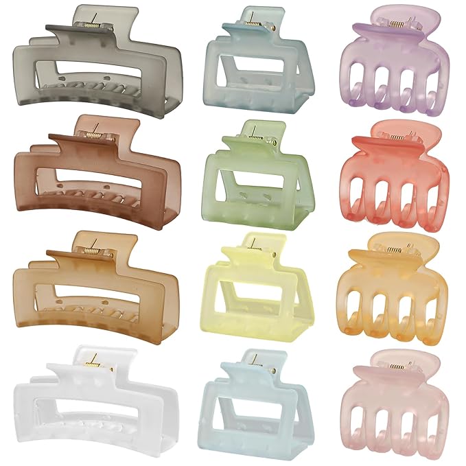 SMKSL 3 Styles Hair Clips for Women Small Medium Big Claw Clips for Thin Thick Hair 12 Pcs Hair Claw Clips Hair Clips Combination Hair Accessories for Women (Ice Cream)