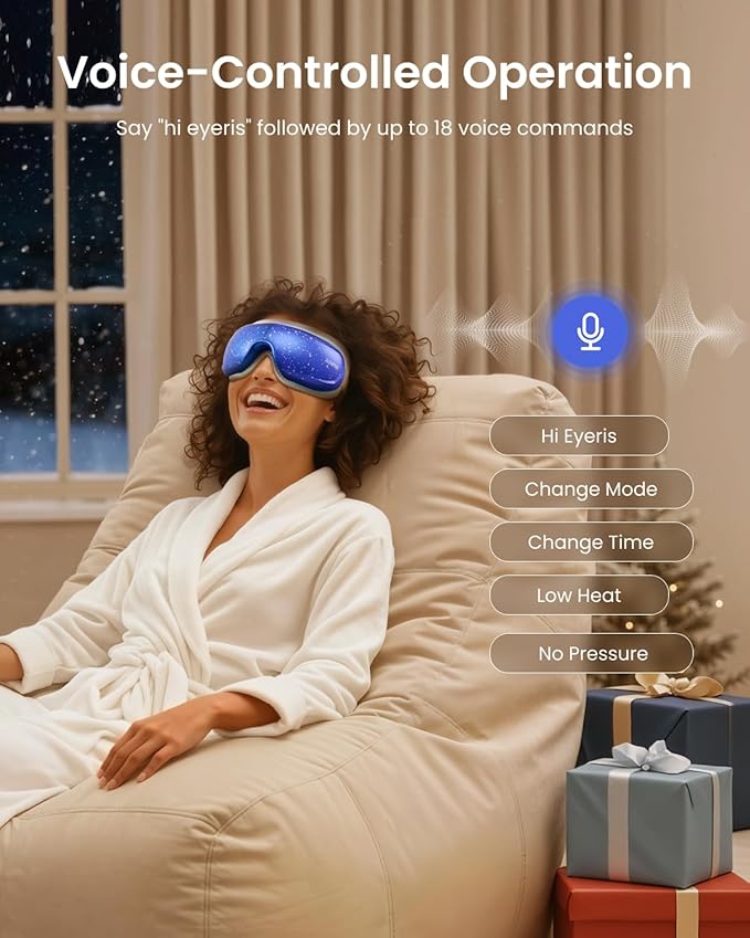 RENPHO Eye Massager with Heat and Cooling Voice Control, Birthday Gifts for Women Men, FSA Eligible HSA, Massaging Eye Mask for Dry Eyes, Head Tension and Stress Relief - Eyeris 3