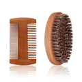 Fan Wu Beard Brush & Wood Comb Set with Velvet Travel Pouch – Natural Boar Bristle Grooming Kit, Anti-Static, No Shedding (Unlike Metal/Plastic Kits) for Beard, Mustache & Hair – Gift for Men