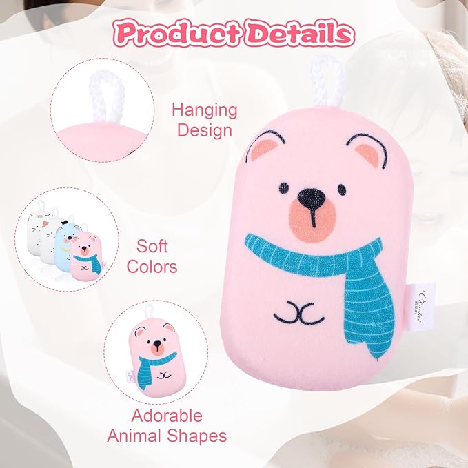 4 Pcs Baby Bath Sponge, Multicolored-Bath Loofah Sponge Bath Sponges for Kids Babys Absorbent Shower Sponges Soft Baby Spongess for Bathing