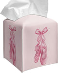 Grace Yonks Cute Pink Ballet Shoes Tissue Box Cover Square, Cube Case for Facial Tissues, 5.2" PU Leather(074)