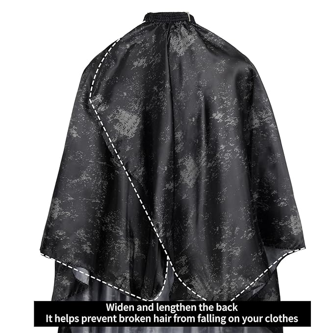 64x56 Inch Professional Barber Cape for Men - Waterproof Hair Cutting Cape with Elastic Neck & Adjustable Closure, Salon Grade Styling Cape (Black)