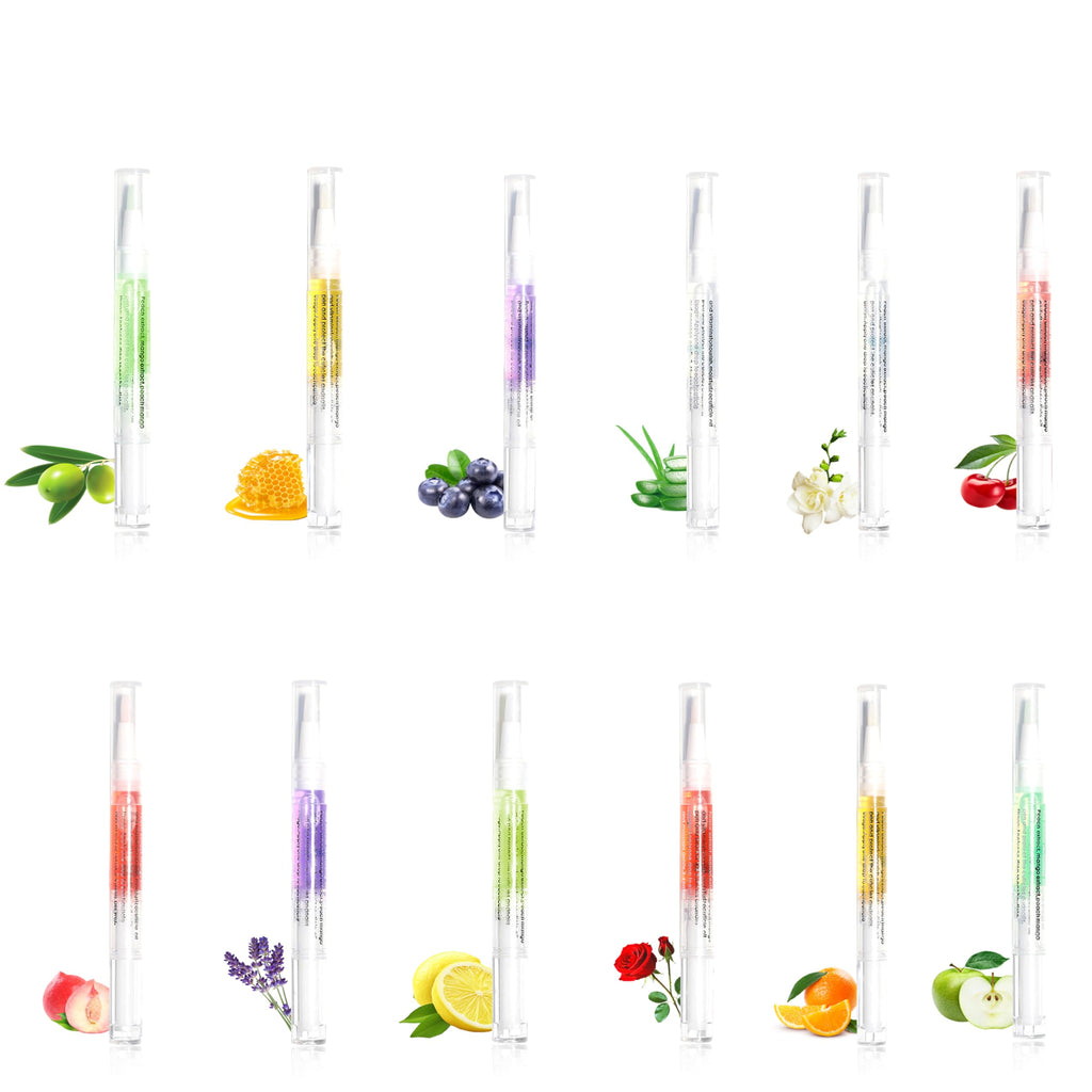 AOBOO Cuticle Oil Pen 12pcs for Nails Care,Nail Oil for Strength,Nourish Moisten Care to Reduce Nail Cracking and Dry for Weak peeling brittle and thin nails