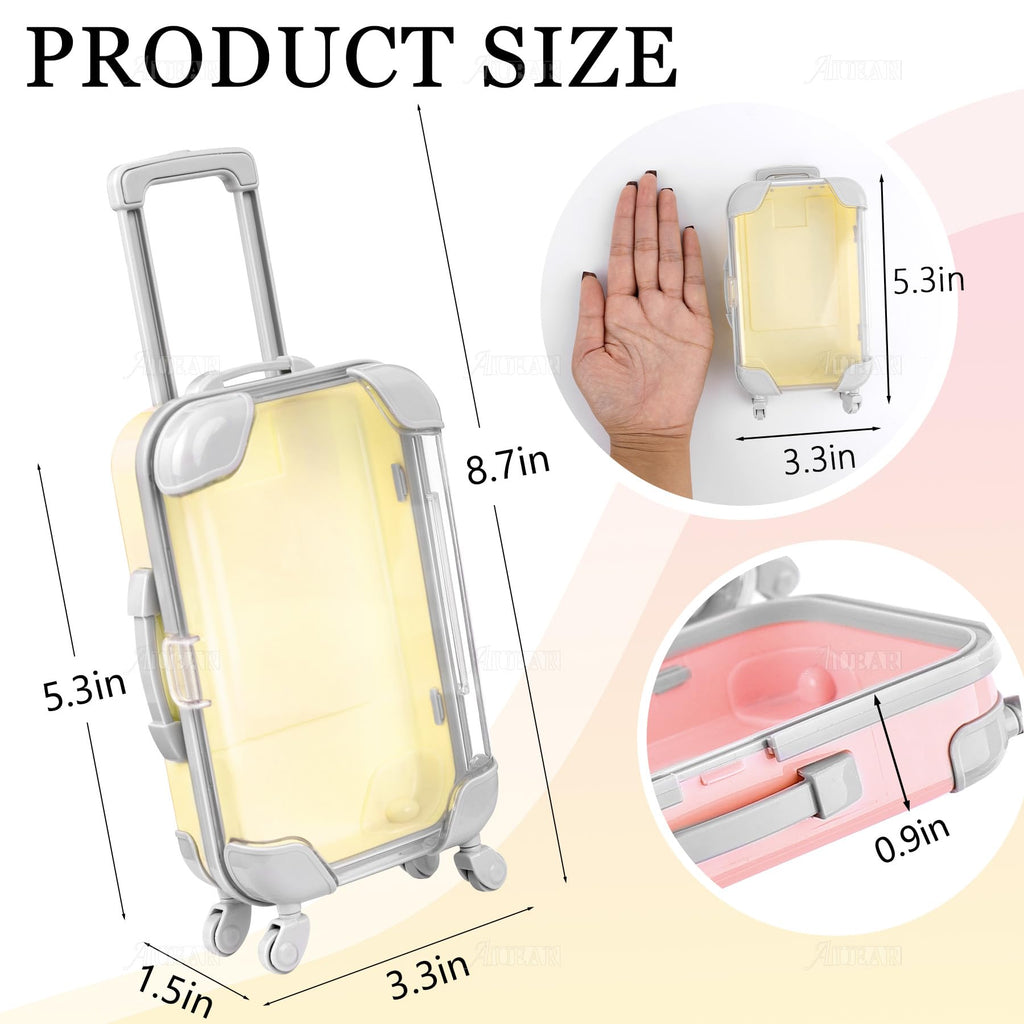 AUEAR 2 Pack Mini Empty Luggage Storage Box Clear Suitcase Packaging Case