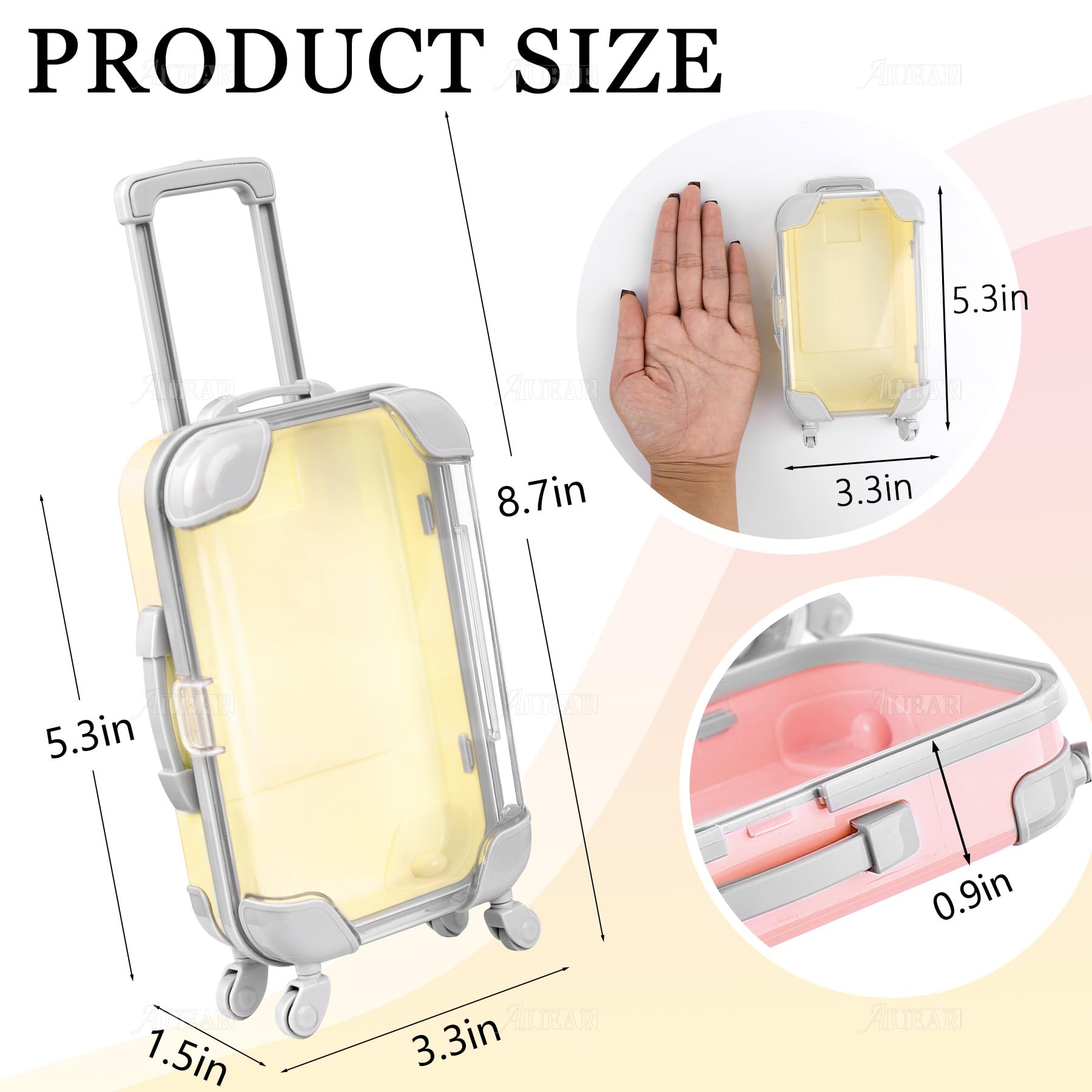 AUEAR 2 Pack Mini Empty Luggage Storage Box Clear Suitcase Packaging Case