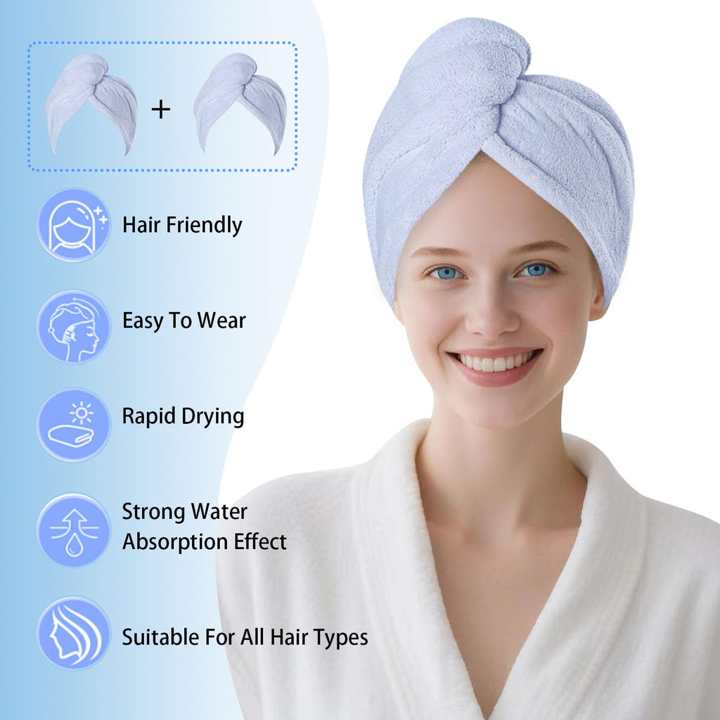 AGKXHDEC Microfiber Hair Drying Towel Wrap,Hair Turbans Towel for Wet Hair