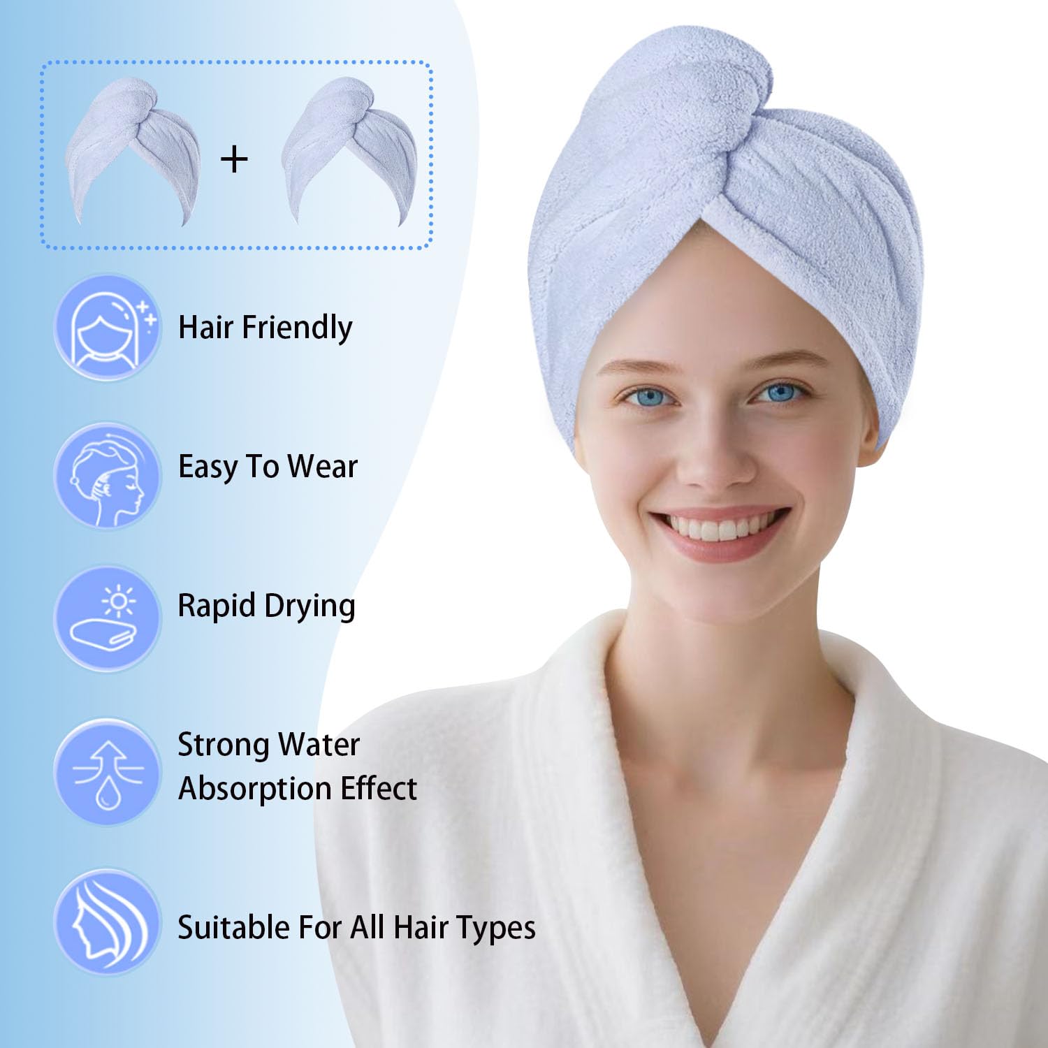 AGKXHDEC Microfiber Hair Drying Towel Wrap,Hair Turbans Towel for Wet Hair