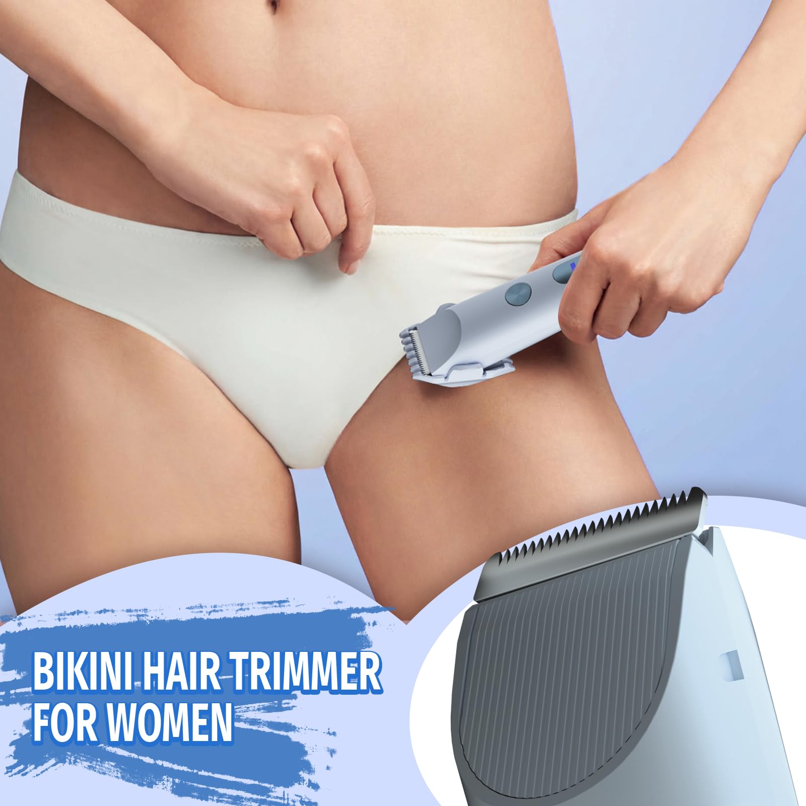 Bikini Trimmer for Women, 2 in 1 Electric Shaver for Women, Rechargeable Electric Razor Body Hair Trimmer Wet & Dry Use, Blue