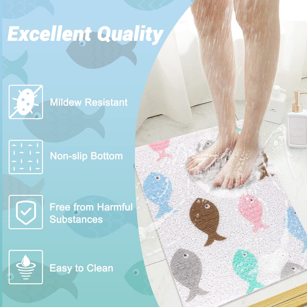 Shower Mat Non-Slip, Soft Comfort Bath Mat with Drainage Holes, PVC Loofah Massage Bathmat for Shower,Tub,Bathroom,Wet Areas, Quick Drying
