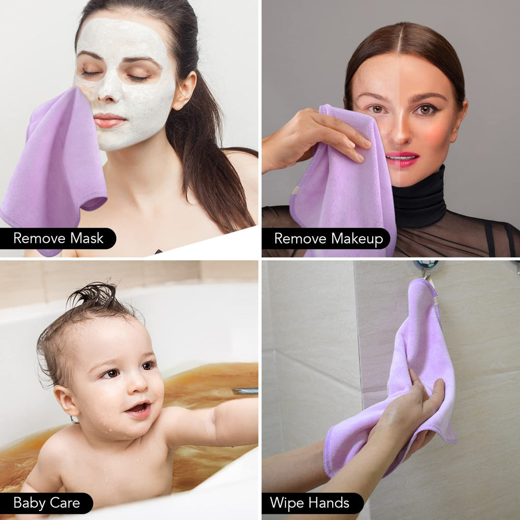 SINLAND Microfiber Facial Cloths Fast Drying Washcloth 12inch x 12inch Light purple 6 pack
