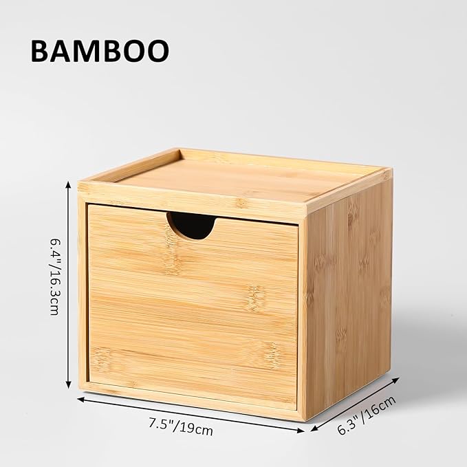 ZOBONETI Bamboo Disposable Face Towel Holder Compatible with Clean Towel XL, Wooden Clean Towels Xl Container with Drawer, Facial Towels Storage Box for Bathroom Countertop