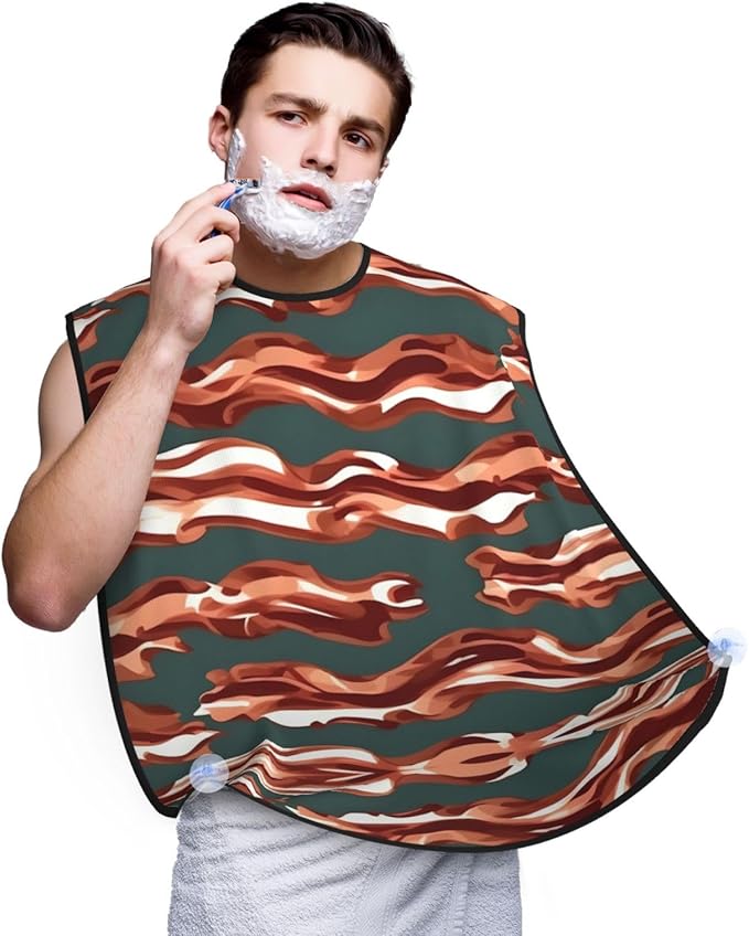 Monochrome Sketch Style Gaming Print Beard Bib Shaving Apron, Beard Hair Trimming Cape Gift For Dad