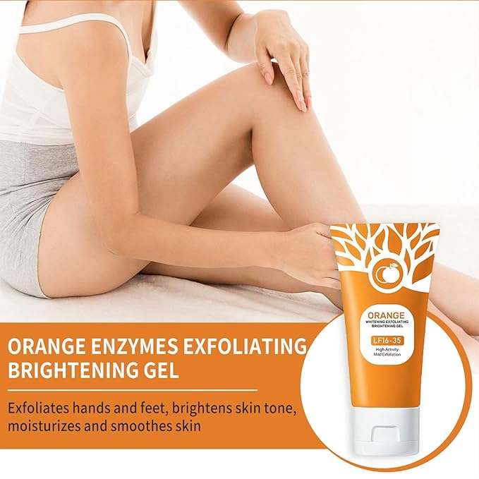 Ezyuanchly Orange Exfoliating Gel, Moisturizer Face Body Scrub Gel,Deep Cleansing Moisturizing Facial Exfoliator,Natural Orange Peeling Gel Face Scrub (2PCS)