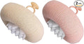 2Pcs Bath Sponge Shower Loofah, Exfoliating Body Scrubber, Upgrade Large 2-in-1 Sunflower Bath Ball with Suction Cup Non-Slip Handle, Bath Sponges for Men Women(Pink&Beige)