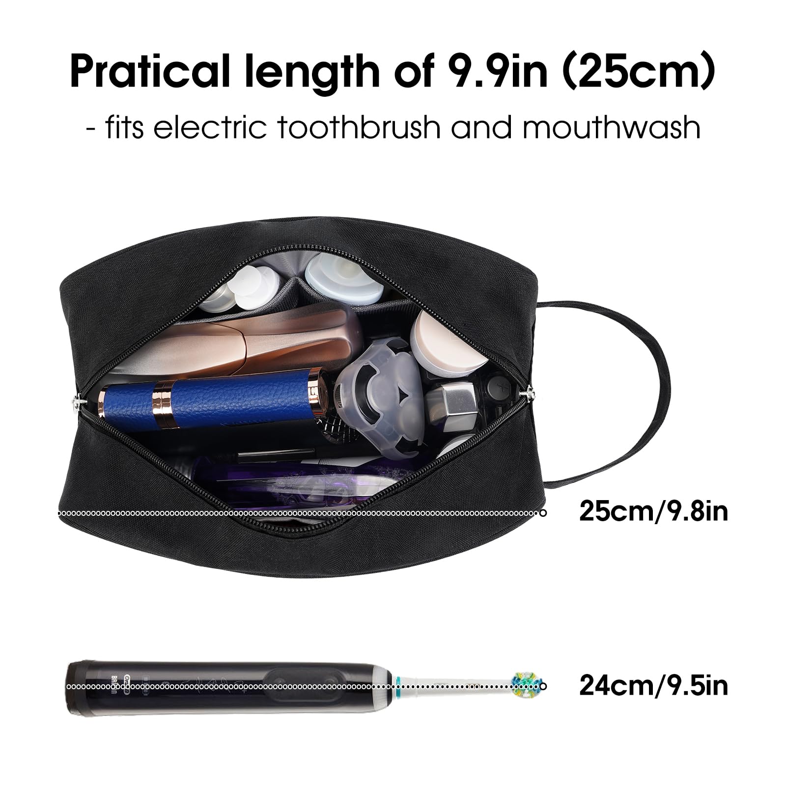 Narwey Travel Toiletry Bag for Women Traveling Dopp Kit Men Travel Bag for Toiletries Cosmetic Bag Makeup Bag Medicine Bag for Traveling (Black)