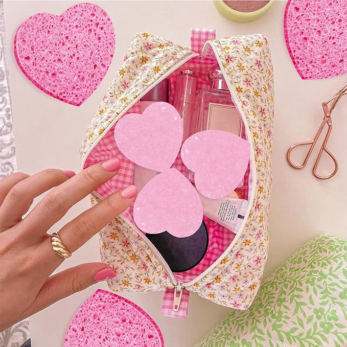 100-Count Compressed Facial Sponges for Estheticians Heart Shape Natural Cellulose Sponge Professional Cosmetic Spa Sponges for Face Cleansing, Massage, Pore Exfoliating, Mask, Makeup Removal, Pink