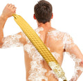 XNXA Back Scrubber for Shower with Handles, 40 Inch Extra Long Double-Sided Exfoliating Bath Strap, Textured Body Washer with Extended Reach for Deep Cleaning (Yellow)