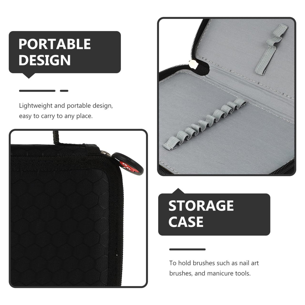 DOITOOL Nail Brush Organizer Case, Travel Manicure Bag, Holds 35 Brushes