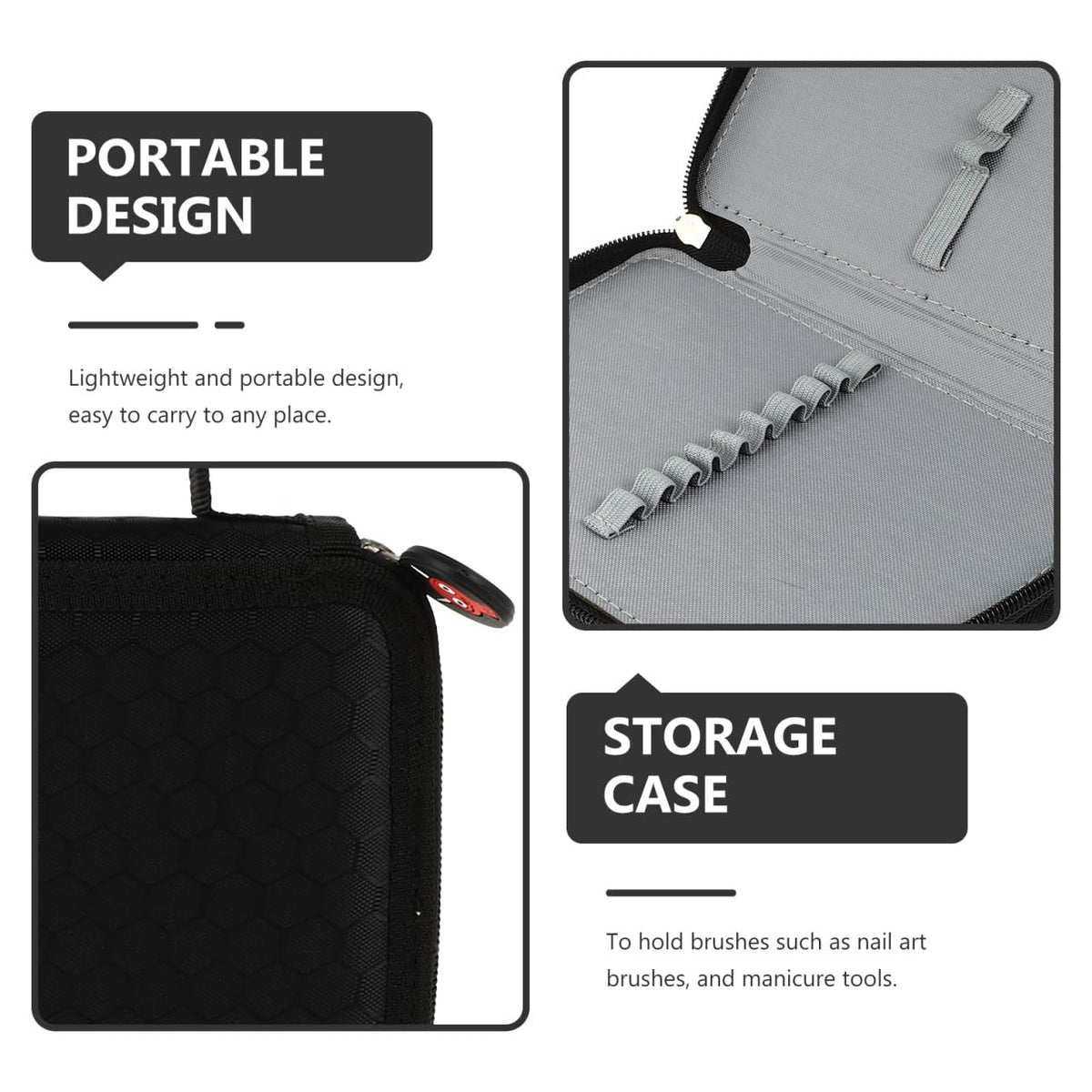 DOITOOL Nail Brush Organizer Case, Travel Manicure Bag, Holds 35 Brushes