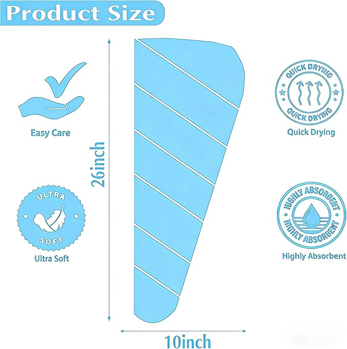 3 Pack Microfiber Hair Towel Wrap for Women, Fast Drying Hair Turban with Button, Anti-Frizz Large Hair Towel for All Hair Styles, Soft & Absorbent Hair Drying Towel
