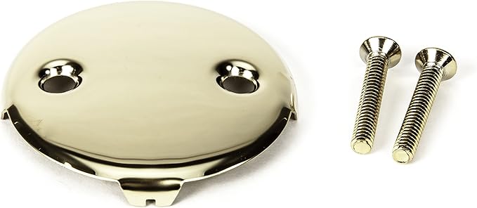 PF WaterWorks PF0965-PBUniversal Bath Tub/Bathtub Drain Double/Two (2) Hole Overflow Face Plate with Matching ScrewPolished Brass