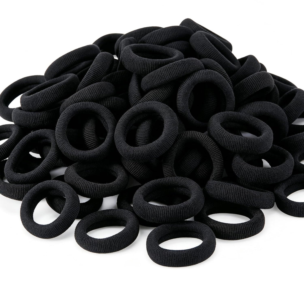 WillingTee 120 Pcs Baby Hair Ties, Cotton Toddler Hair Ties for Girls and Kids, Multicolor Small Seamless Hair Bands Elastic Ponytail Holders,Black