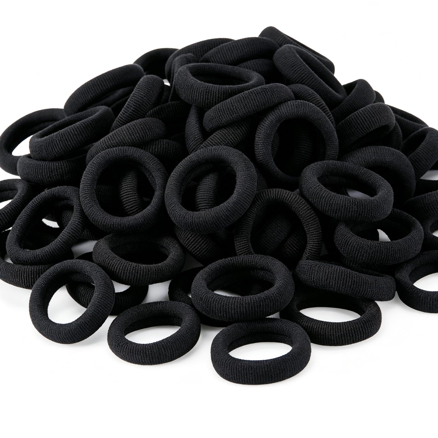 WillingTee 120 Pcs Baby Hair Ties, Cotton Toddler Hair Ties for Girls and Kids, Multicolor Small Seamless Hair Bands Elastic Ponytail Holders,Black