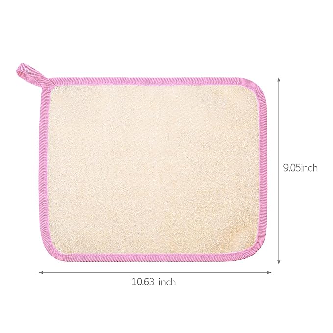 Tatuo 5 Pcs Exfoliating Face and Body Wash Cloths Towel Weave Bath Exfoliating Scrub Massage Bath Cloth for Women and Men, 10.23 x 8.66 Inch(Green, Orange, Pink, Purple, Red Edge)