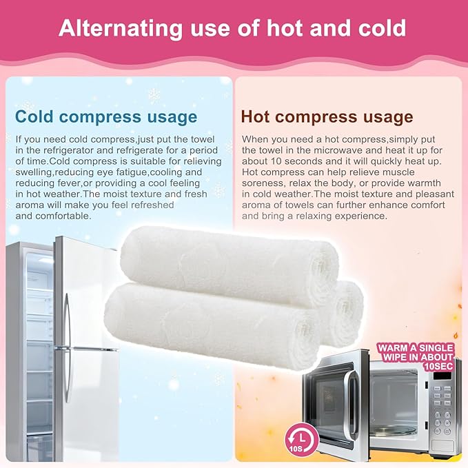 twoworld 30 Moist Cotton Towel Bulk Moist Towelettes Individually Wrapped