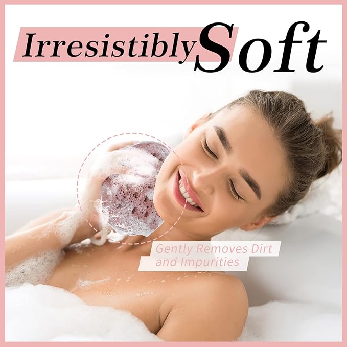 KECUCO 3 Pcs Bath Sponge for Women, Men, Teenager, Body Wash Sponges Loofah Body Scrubber, 3 Colors & Large Size Shower Pouf Cleaning Loofahs for Shower Exfoliating