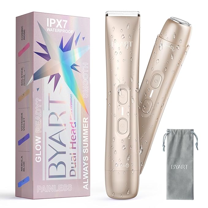 BYART Pubic Hair Bikini Trimmer for Women – Electric Razors for Private Area & Sensitive Skin, Cordless Rechargeable Lady Shaver for Intimate Grooming – Smooth, No-Irritation, IPX7 Waterproof