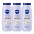 NIVEA Refreshing White Peach and Jasmine Body Wash with Nourishing Serum, Scented Body Wash for Women, Enriched with Provitamin B5 and Vitamin E, 20 Fl Oz Bottle, 3 Pack