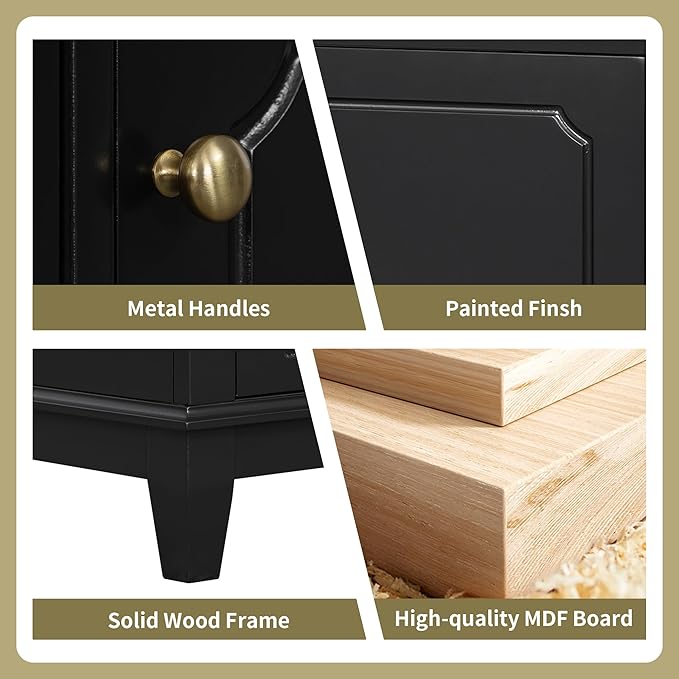 30" Bathroom Vanity with Sink, Harper & Bright Designs Free Standing Single Vanity Set with 3 Drawers and One Door with Storage Racks, Solid Wood Storage Cabinet with Ceramic Basin for Bathroom, Black