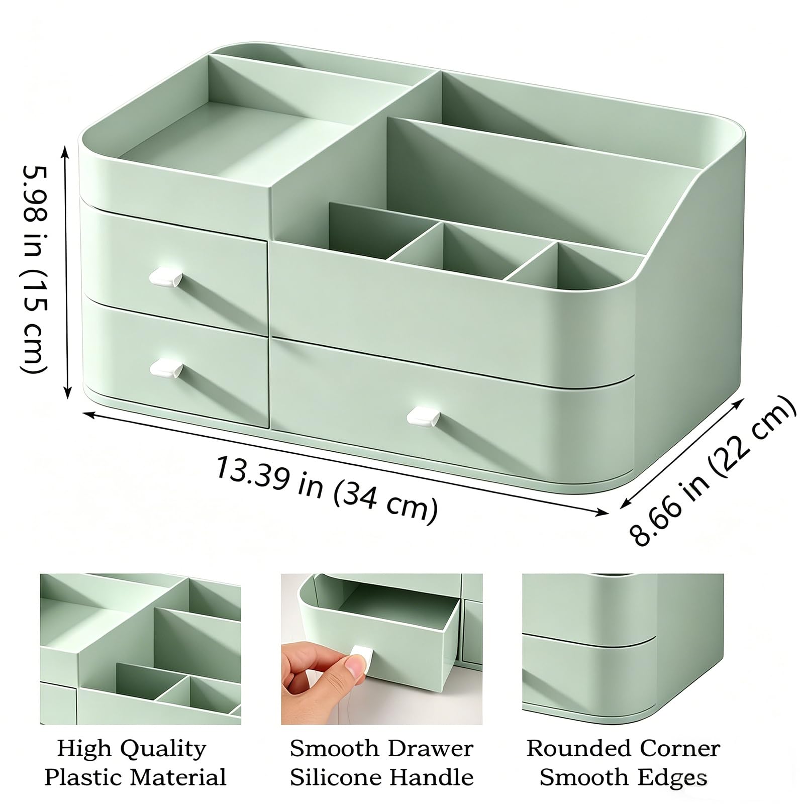 MIUOPUR Makeup Organizer with Drawers, Bathroom Counter Organizer, Plastic Cosmetic Display Case, Large Skincare Storage for Vanity Countertop, Ideal for Bedroom Dresser top and Desktop