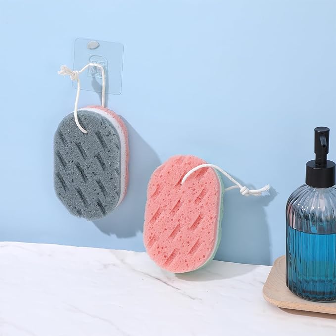 DOPENSPI 2 Pcs Soft Large Bath Sponges, 3 Layer Exfoliating Body Loofah