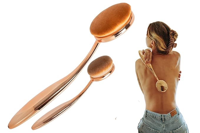 WISHAR Self-Tan Applicator - Self Tanner Brush for Back - Body and Face Kabuki Brush for Fake Tan, Lotion, Makeup, and Sunscreen, Back Applicator for Sunless Tanner and cream